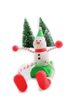 Sledding snowman Stock Illustration