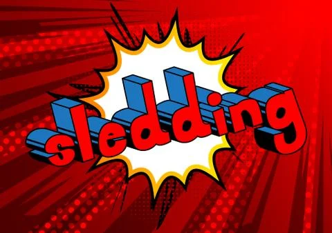 Sledding - Vector illustrated comic book style phrase. 스톡 일러스트