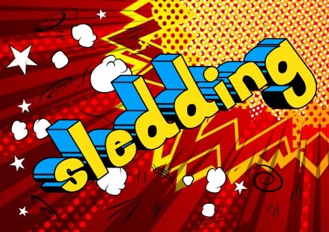 Sledding - Vector illustrated comic book style phrase. Illustrazione stock
