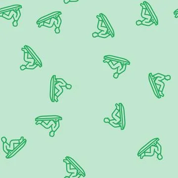 Sledding winter season line vector seamless pattern 库存插图