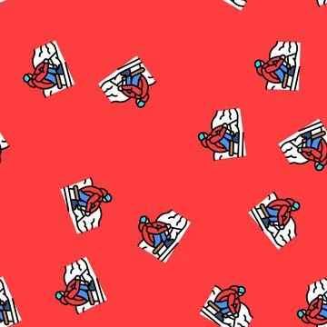 Sledding winter vector seamless pattern Stock Illustration