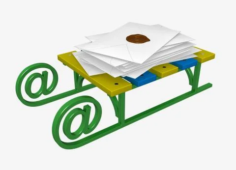 Sledge with a pile of letters Stock Illustration