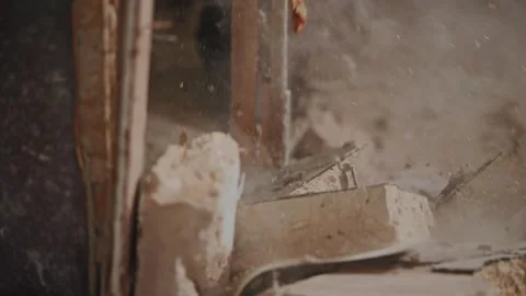 Sledgehammer Breaking Wall During Economic Transition And Renewal Stock Footage 338429996