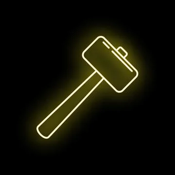 Sledgehammer icon creating neon yellow light effect Stock Illustration