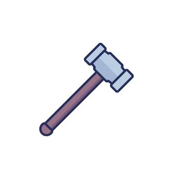 Sledgehammer icon on white, sledge hammer with outline Stock Illustration