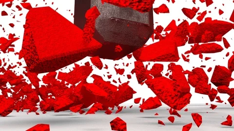 Sledgehammer smashing red NO construction sign, 3D illustration animation. Stock Footage 113535407