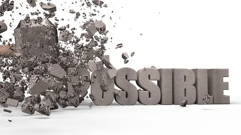 Sledgehammer smashing solid concrete impossible 3D construction sign cracked Stock Footage 109627841