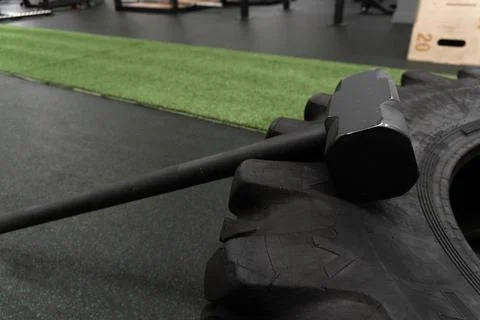 Sledgehammer training wheel active physical, for sportswear tire for athletic Stock Photos