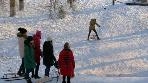 Sledging  in city . Stock-Footage 60798679