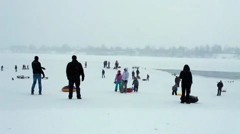 Sledging a hill time lapse Stock Footage 45820347