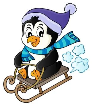 Sledging penguin theme image Stock Illustration