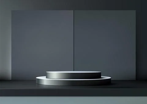 Sleek 3D Black Circular Platforms for Product Display, Modern Minimalist Mo.. Stock Illustration