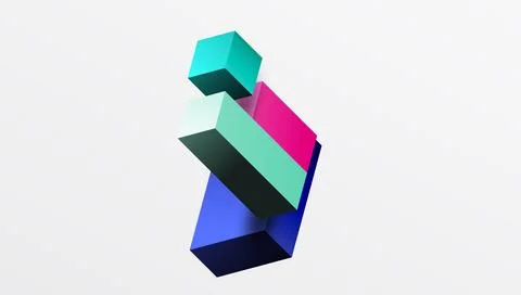Sleek abstract design featuring isometric 3D blocks in a clean, modern Stock Illustration