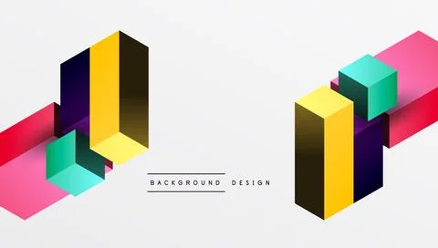Sleek abstract design featuring isometric 3D blocks in a clean, modern Stock Illustration