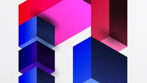 Sleek abstract design featuring isometric 3D blocks in a clean, modern Illustrazione stock