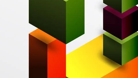 Sleek abstract design featuring isometric 3D blocks in a clean, modern Stock Illustration