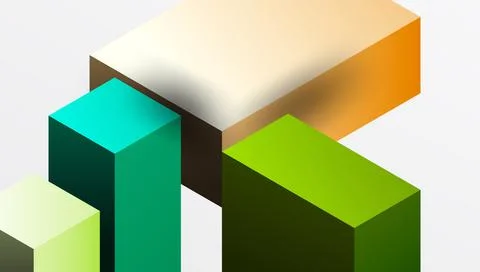 Sleek abstract design featuring isometric 3D blocks in a clean, modern Stock Illustration