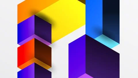 Sleek abstract design featuring isometric 3D blocks in a clean, modern Stock Illustration