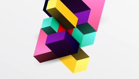 Sleek abstract design featuring isometric 3D blocks in a clean, modern Stock Illustration