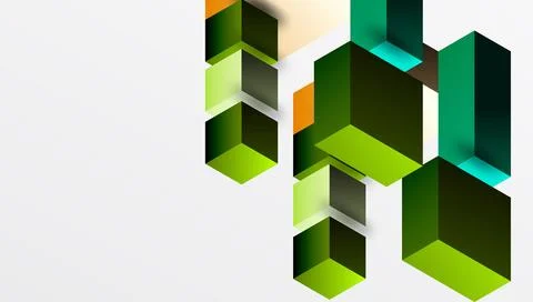 Sleek abstract design featuring isometric 3D blocks in a clean, modern Stock Illustration