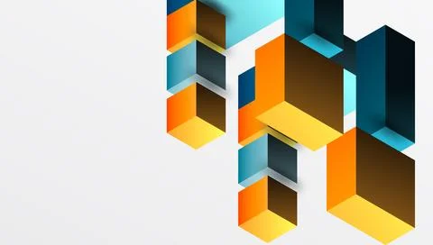 Sleek abstract design featuring isometric 3D blocks in a clean, modern Stock Illustration