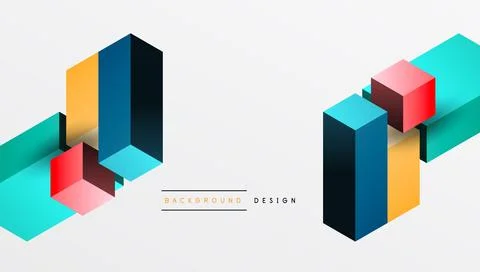 Sleek abstract design featuring isometric 3D blocks in a clean, modern Illustrazione stock