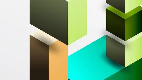 Sleek abstract design featuring isometric 3D blocks in a clean, modern Illustrazione stock