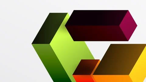 Sleek abstract design featuring isometric 3D blocks in a clean, modern Stock Illustration