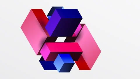Sleek abstract design featuring isometric 3D blocks in a clean, modern Stock Illustration