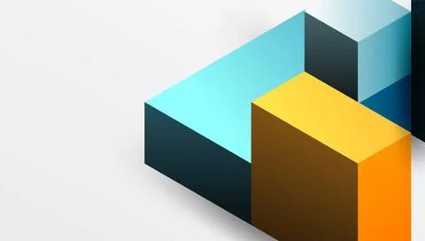 Sleek abstract design featuring isometric 3D blocks in a clean, modern Illustrazione stock