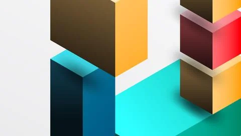 Sleek abstract design featuring isometric 3D blocks in a clean, modern Illustrazione stock