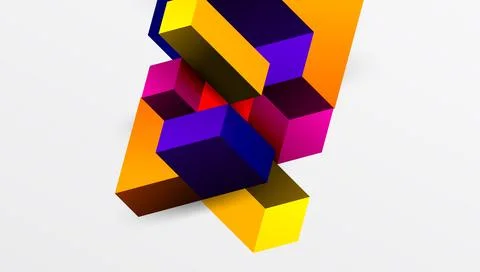 Sleek abstract design featuring isometric 3D blocks in a clean, modern Illustrazione stock