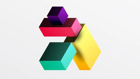 Sleek abstract design featuring isometric 3D blocks in a clean, modern comp.. Stock Illustration