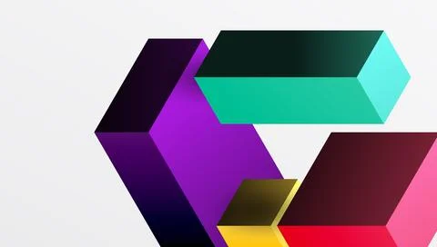 Sleek abstract design featuring isometric 3D blocks in a clean, modern comp.. Stock Illustration