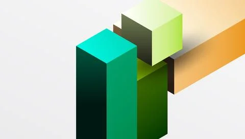 Sleek abstract design featuring isometric 3D blocks in a clean, modern comp.. Stock Illustration