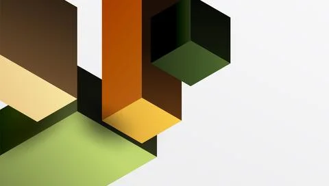 Sleek abstract design featuring isometric 3D blocks in a clean, modern comp.. Stock Illustration