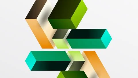 Sleek abstract design featuring isometric 3D blocks in a clean, modern comp.. Illustrazione stock