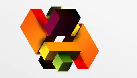 Sleek abstract design featuring isometric 3D blocks in a clean, modern comp.. Illustrazione stock