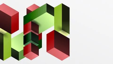 Sleek abstract design featuring isometric 3D blocks in a clean, modern comp.. Stock Illustration
