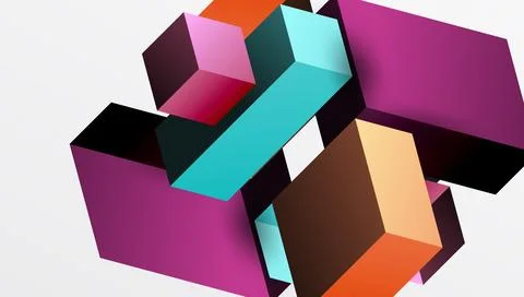 Sleek abstract design featuring isometric 3D blocks in a clean, modern Illustrazione stock