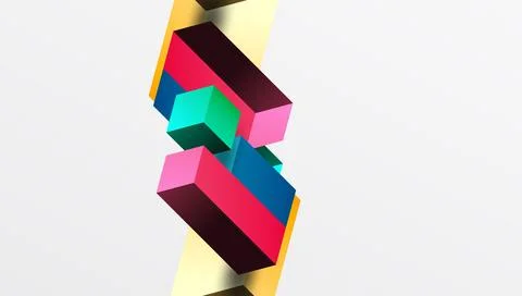 Sleek abstract design featuring isometric 3D blocks in a clean, modern Stock Illustration