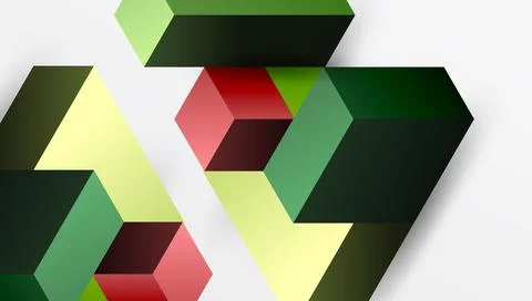 Sleek abstract design featuring isometric 3D blocks in a clean, modern Stock Illustration