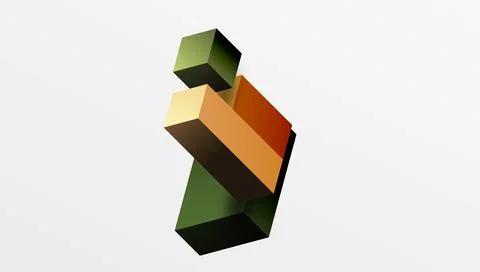 Sleek abstract design featuring isometric 3D blocks in a clean, modern Stock Illustration