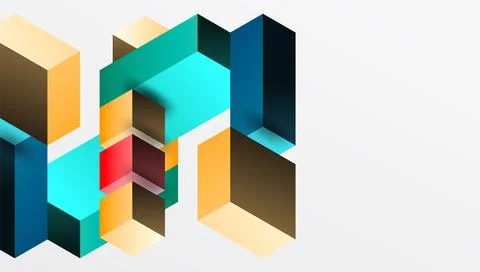 Sleek abstract design featuring isometric 3D blocks in a clean, modern Stock Illustration