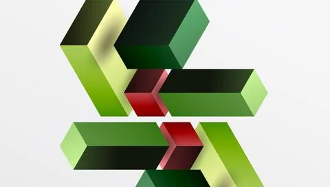 Sleek abstract design featuring isometric 3D blocks in a clean, modern Stock Illustration
