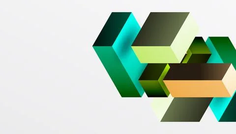 Sleek abstract design featuring isometric 3D blocks in a clean, modern Illustrazione stock