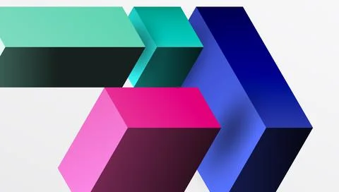 Sleek abstract design featuring isometric 3D blocks in a clean, modern Stock Illustration