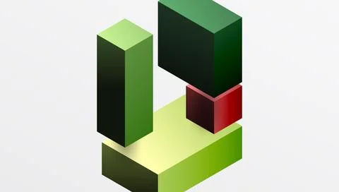 Sleek abstract design featuring isometric 3D blocks in a clean, modern Stock Illustration