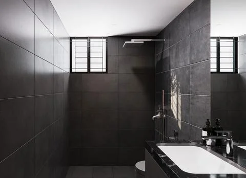 Sleek and Chic Creating a Modern Bathroom Design with Ceramic Washbasins an.. Stock-Illustration