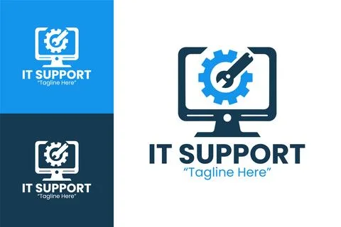 Sleek and Clean IT Support Logo Stock Illustration